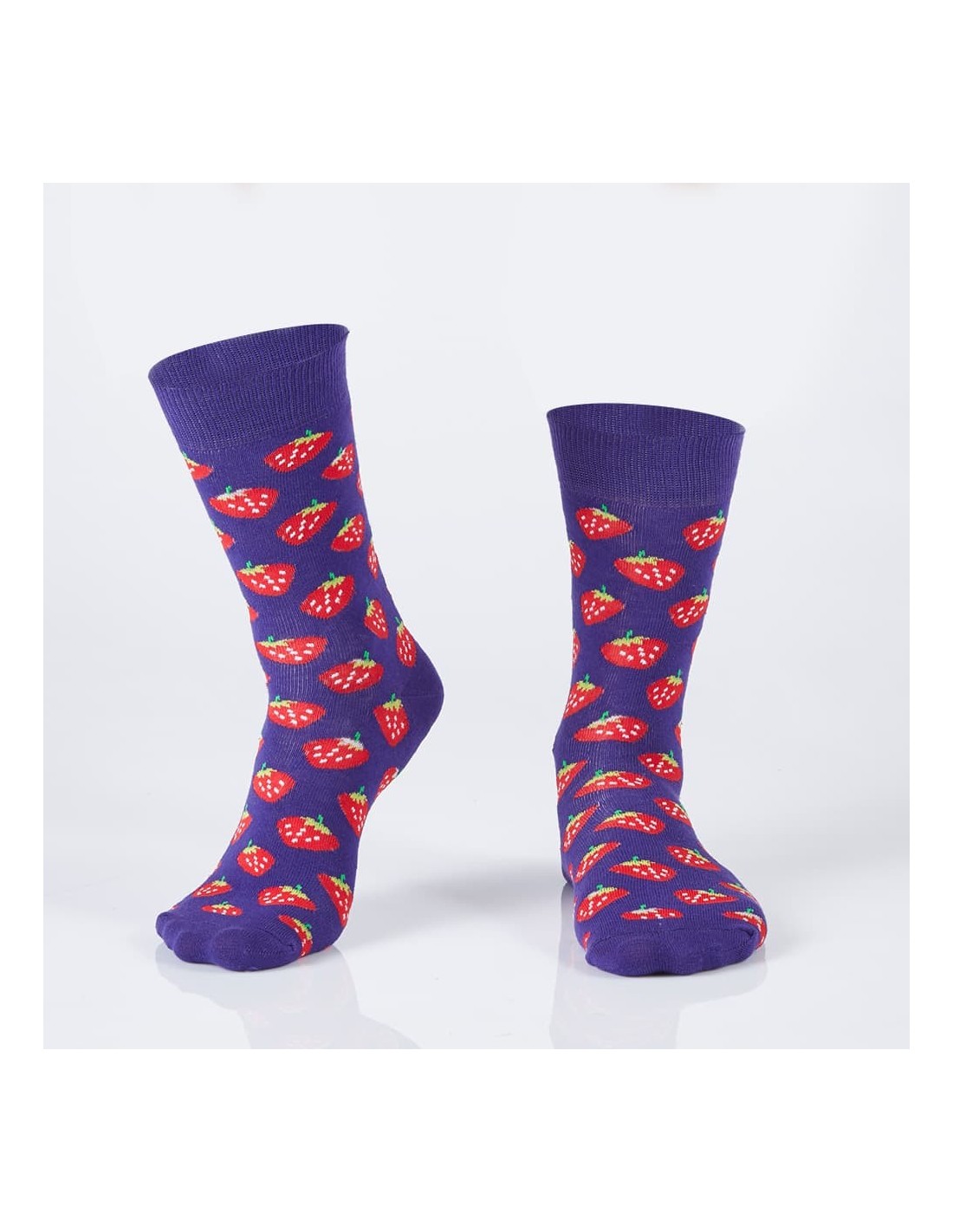 Purple women\'s socks with strawberries SD23 - Online store - Boutique